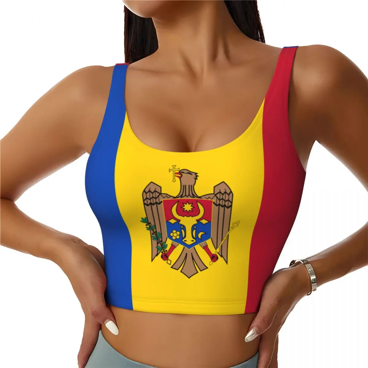 Yoga Và Fitness - Moldavië Vlag Basic Tops Dames Samba