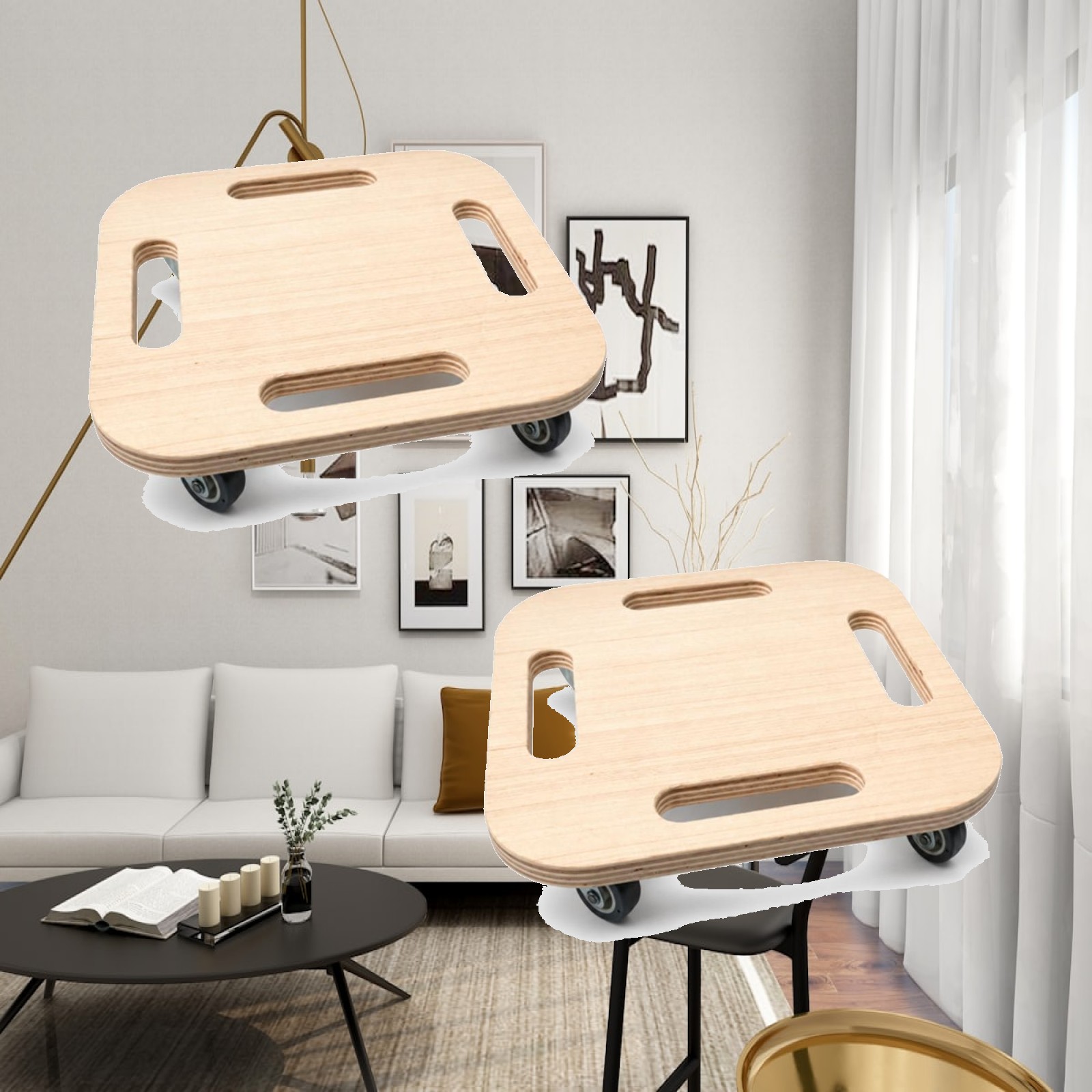 Core Slider - 2 stuks houten schuifschijven met wielen,