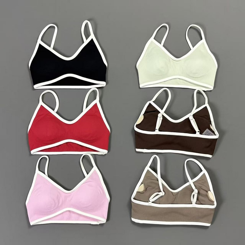 Yoga Và Fitness - Dames Contrastline Yoga BH V-hals Witte